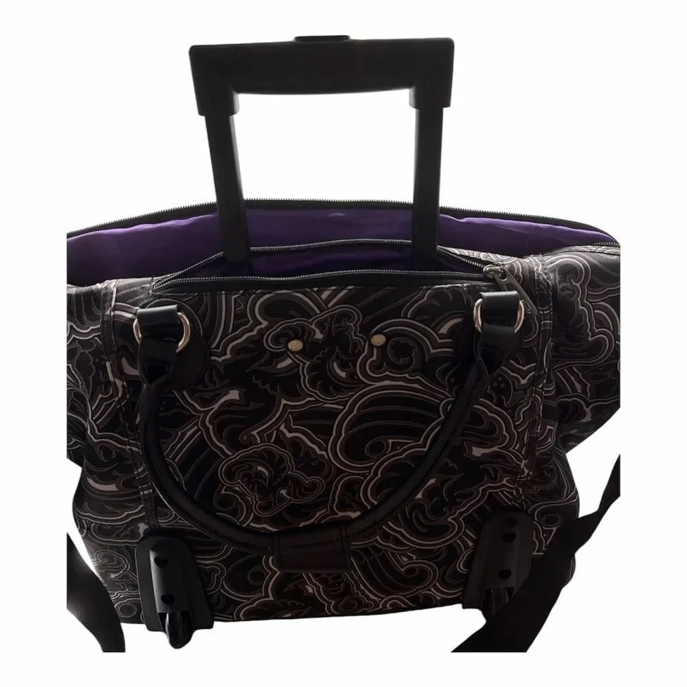 CALPAK Zanny Carry On Friendly Black Purple White Rolling Bag 3 Way Laptop Pouch